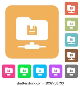 FTP save flat icons on rounded square vivid color backgrounds.