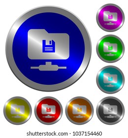 FTP save icons on round luminous coin-like color steel buttons