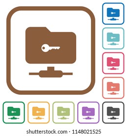 FTP secure simple icons in color rounded square frames on white background