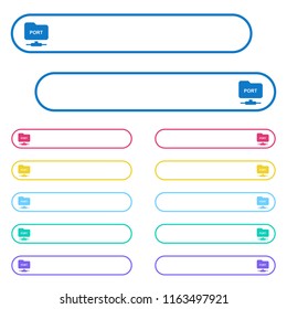 FTP set port icons in rounded color menu buttons. Left and right side icon variations.