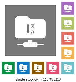 FTP sort descending flat icons on simple color square backgrounds