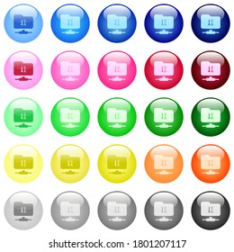 Ordenación FTP que desciende iconos en conjunto de 25 botones esféricos brillantes de color
