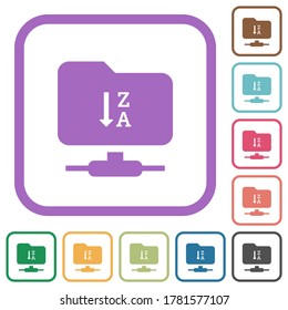 FTP sort descending simple icons in color rounded square frames on white background