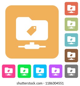 FTP tag flat icons on rounded square vivid color backgrounds.
