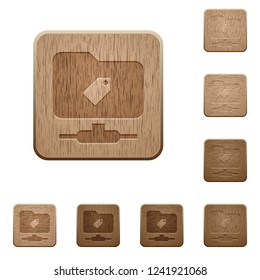FTP tag on rounded square carved wooden button styles