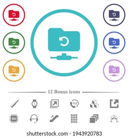 FTP undo flat color icons in circle shape outlines. 12 bonus icons included.