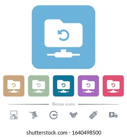 FTP undo white flat icons on color rounded square backgrounds. 6 bonus icons included