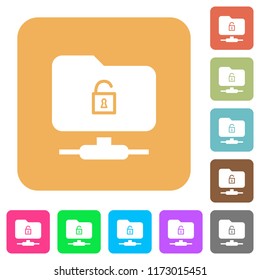 FTP unlock flat icons on rounded square vivid color backgrounds.