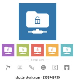 FTP unlock flat white icons in square backgrounds. 6 bonus icons included.
