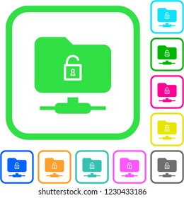 FTP unlock vivid colored flat icons in curved borders on white background
