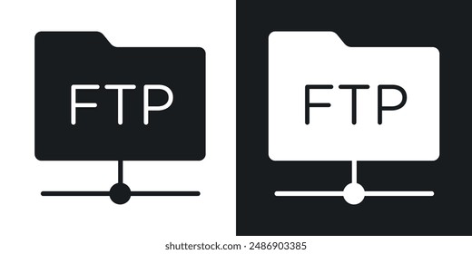 FTP vector icon set in solid black and white color