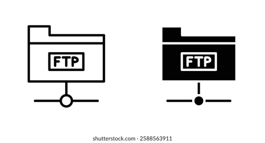 FTP vectors icons set in filled and strokes on white background