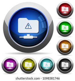 FTP warning icons in round glossy buttons with steel frames