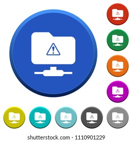FTP warning round color beveled buttons with smooth surfaces and flat white icons