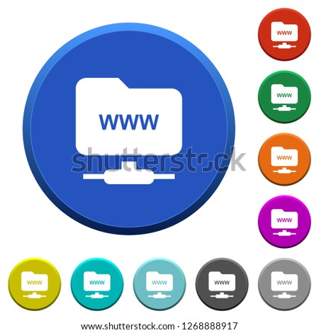 FTP webroot round color beveled buttons with smooth surfaces and flat white icons