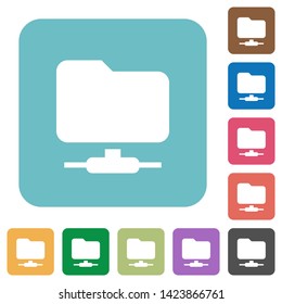 FTP white flat icons on color rounded square backgrounds