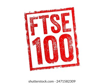 FTSE 100 - es un índice bursátil que representa las 100 empresas más Grandes que cotizan en la Bolsa de Londres por capitalización de mercado, sello de concepto de texto