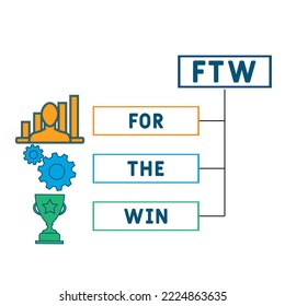 FTW - For The Win acronym. business concept background.  vector illustration concept with keywords and icons. lettering illustration with icons for web banner, flyer, landing