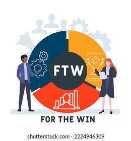 FTW - For The Win acronym. business concept background.  vector illustration concept with keywords and icons. lettering illustration with icons for web banner, flyer, landing