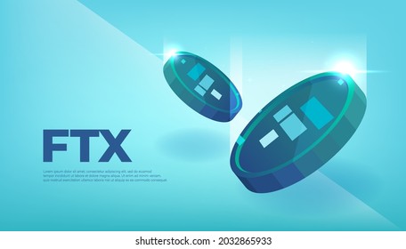 FTX token banner. FTT coin cryptocurrency concept banner background.