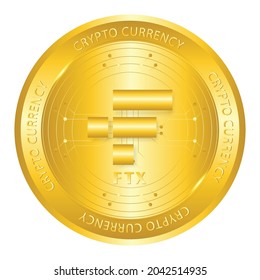 FTX Token Kryptowährung. Kryptowährung goldene Münze einzeln auf weißem Hintergrund. Vektorgrafik eps10