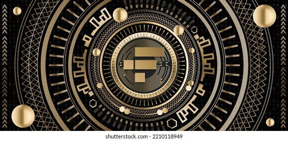 FTX Token FTT crypto coin luxury golden ornamental vector background illustration