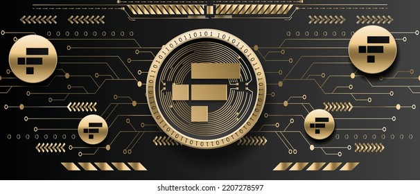 FTX Token FTT cryptocurrency golden coin on futuristic technology background vector illustration banner and wallpaper template 