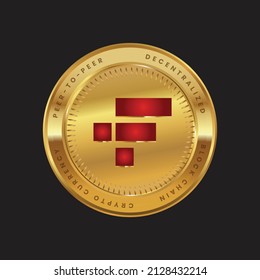 Ftx token FTT cryptocurrency logo on gold coin in red color theme.