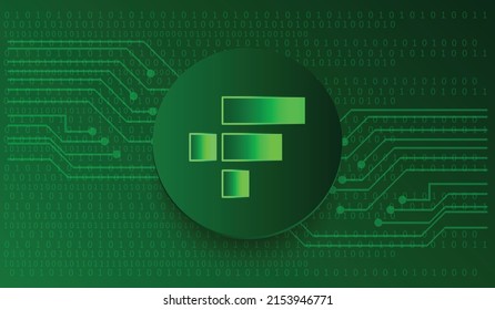 FTX Token FTT Cryptocurrency virtual money. Technology banner and background vector illustration template.