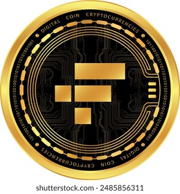 ftx token-ftt cryptocurrency logos on abstract background. 3d illustrations.