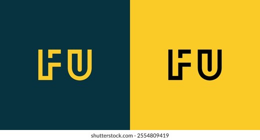 FU abstract minimalist letters Logo Monogram. It is a minimalist logo, this logo is made by combining two letters