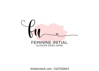 FU beauty monogram and elegant logo design handwriting logo of initial signature, wedding, fashion, floral and botanical with creative template.