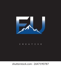 FU Creative Mountain Logo Negrito Gradiente Letra marca Branding Design para marcas de negócios ao ar livre