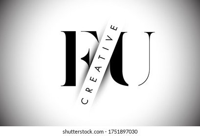 FU F U Letter Logo with Creative Shadow Cut and Over layered Text Vector Illustration Design.