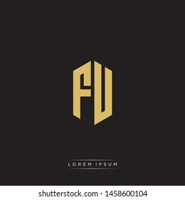 FU F U Logo Emblem Capital Letter Modern Template EPS 10 With Black Background