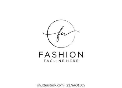 FU Feminine logo beauty monogram and elegant logo design, handwriting logo of initial signature, wedding, fashion, floral and botanical with creative template.