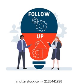 FU - Follow-Up acronym. business concept background.  vector illustration concept with keywords and icons. lettering illustration with icons for web banner, flyer, landing pag