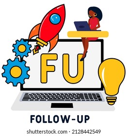 FU - Follow-Up acronym. business concept background.  vector illustration concept with keywords and icons. lettering illustration with icons for web banner, flyer, landing pag