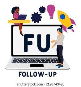 FU - Follow-Up acronym. business concept background.  vector illustration concept with keywords and icons. lettering illustration with icons for web banner, flyer, landing pag