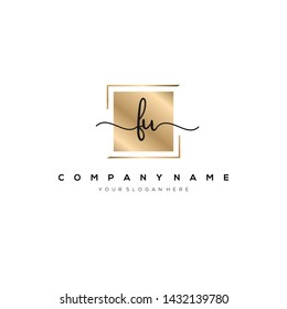 FU handwriting initial logo template vector.