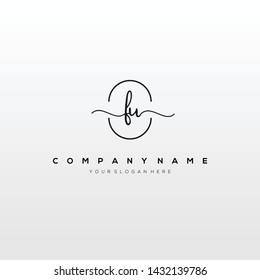 FU handwriting initial logo template vector.