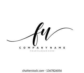 FU handwriting initial  logo vector