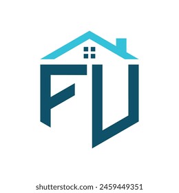 Plantilla de diseño de logotipo de FU House. Letra FU Logo para Bienes Raíces, Construcción o cualquier negocio relacionado con la casa