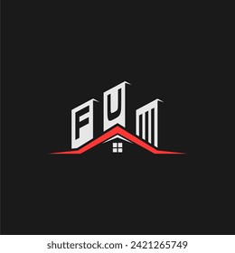 FU Initial Construction Real Estate Home Logo Design Vector