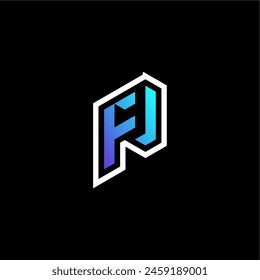 FU initial gradient blue gaming concept ideas for esport team, twitch and streamer