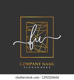 FU Initial Handwriting logo template vector