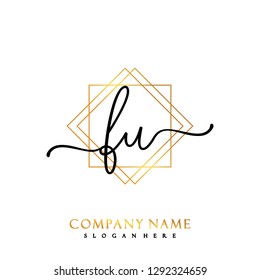 FU Initial Handwriting logo template vector