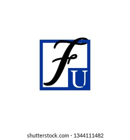 FU  Initial Handwriting logo template vector