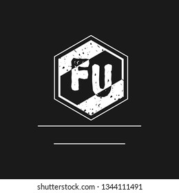 FU  Initial Handwriting logo template vector