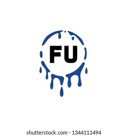 FU  Initial Handwriting logo template vector